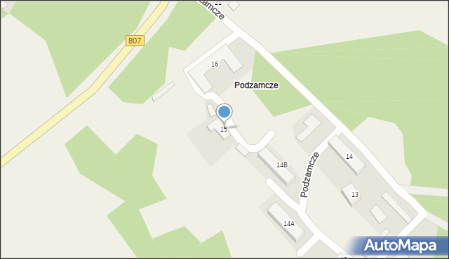 Podzamcze, Podzamcze, 15, mapa Podzamcze