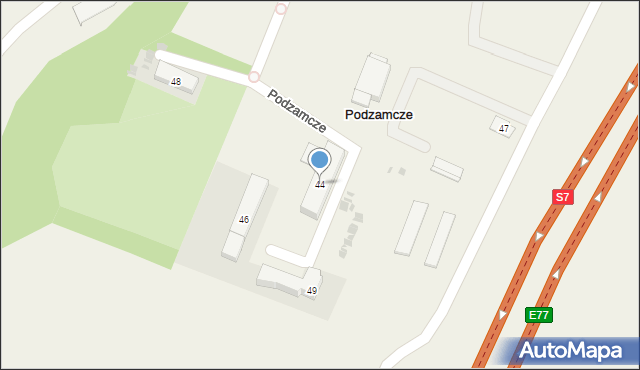 Podzamcze, Podzamcze, 44, mapa Podzamcze