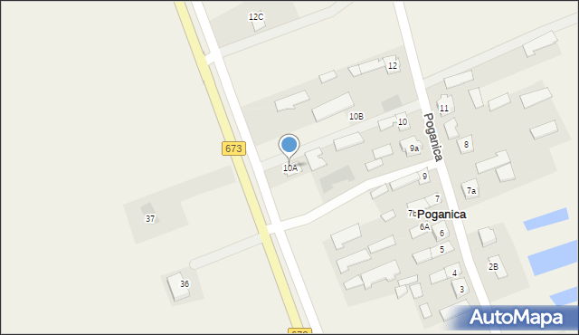 Poganica, Poganica, 10A, mapa Poganica