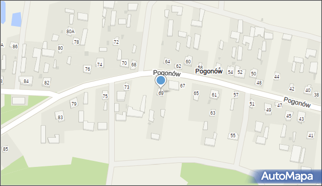 Pogonów, Pogonów, 69, mapa Pogonów