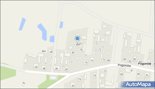 Pogonów, Pogonów, 80A, mapa Pogonów