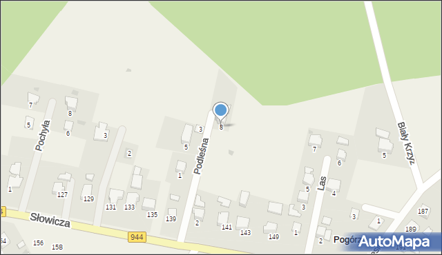 Pogórze, Podleśna, 8, mapa Pogórze