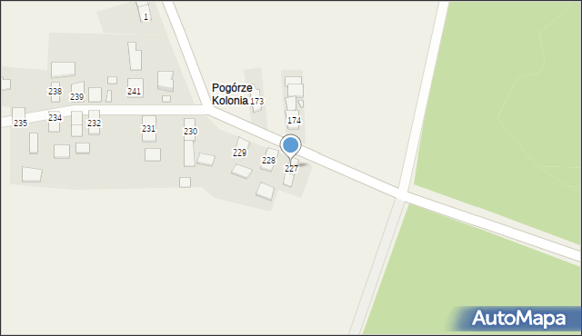 Pogórze, Pogórze, 227, mapa Pogórze