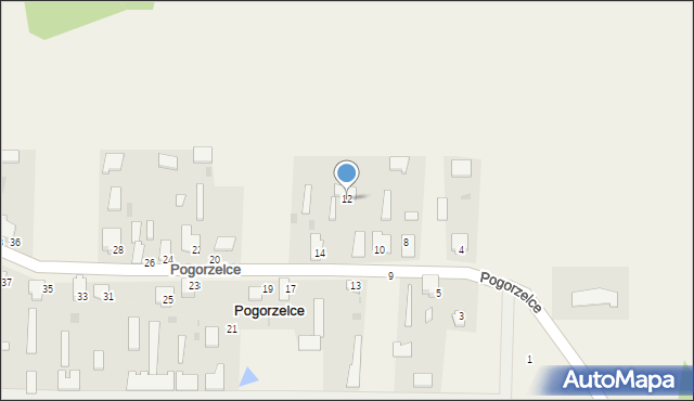 Pogorzelce, Pogorzelce, 12, mapa Pogorzelce