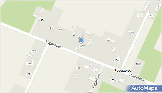 Pogorzelec, Pogorzelec, 100, mapa Pogorzelec