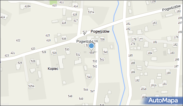 Pogwizdów, Pogwizdów, 533, mapa Pogwizdów