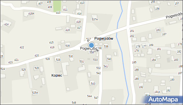 Pogwizdów, Pogwizdów, 534, mapa Pogwizdów