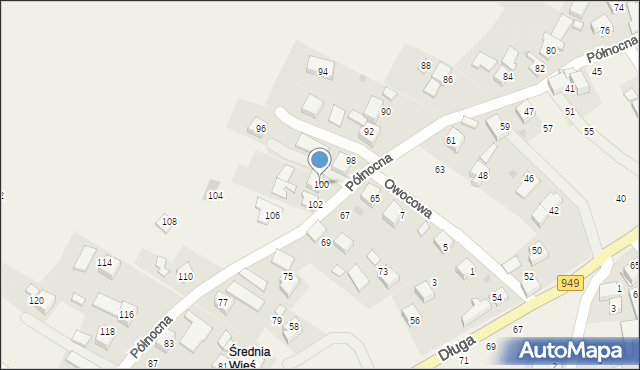 Polanka Wielka, Północna, 100, mapa Polanka Wielka