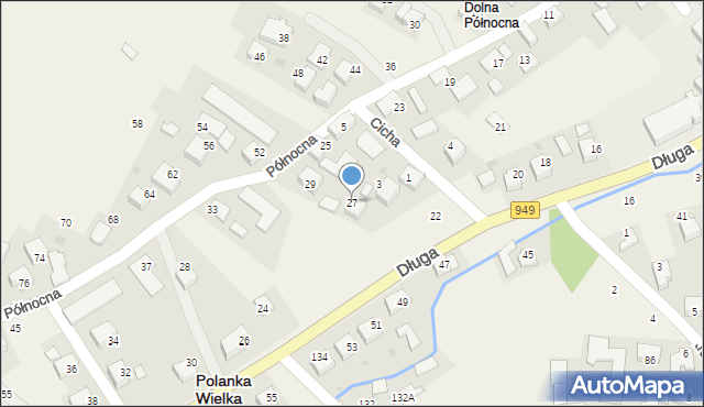 Polanka Wielka, Północna, 27, mapa Polanka Wielka