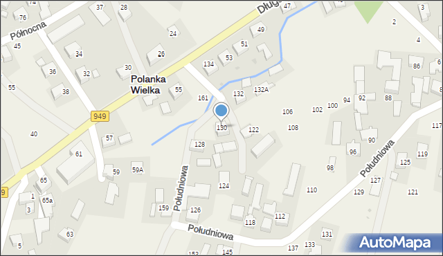 Polanka Wielka, Południowa, 130, mapa Polanka Wielka