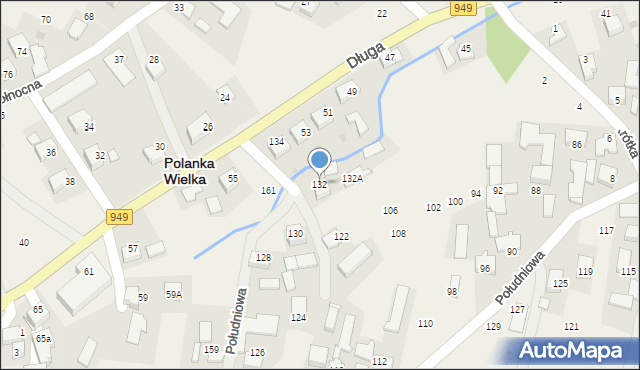 Polanka Wielka, Południowa, 132, mapa Polanka Wielka