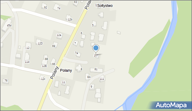 Polany, Polany, 107, mapa Polany