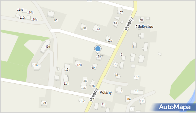 Polany, Polany, 12a, mapa Polany