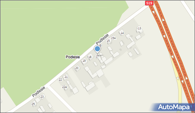 Polichna, Podlesie, 17, mapa Polichna