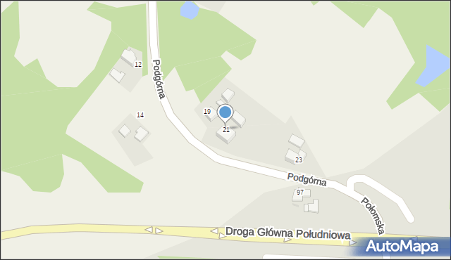 Połomia, Podgórna, 21, mapa Połomia