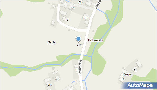 Półrzeczki, Półrzeczki, 243, mapa Półrzeczki