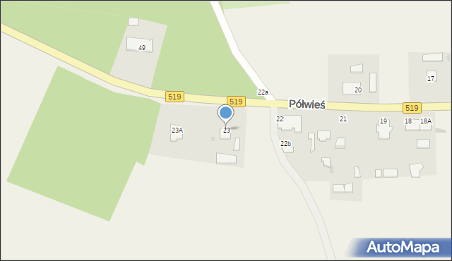 Półwieś, Półwieś, 23, mapa Półwieś