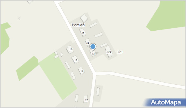 Pomień, Pomień, 23, mapa Pomień