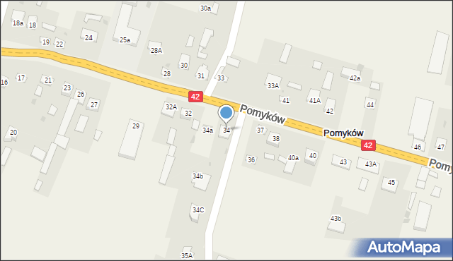 Pomyków, Pomyków, 34, mapa Pomyków