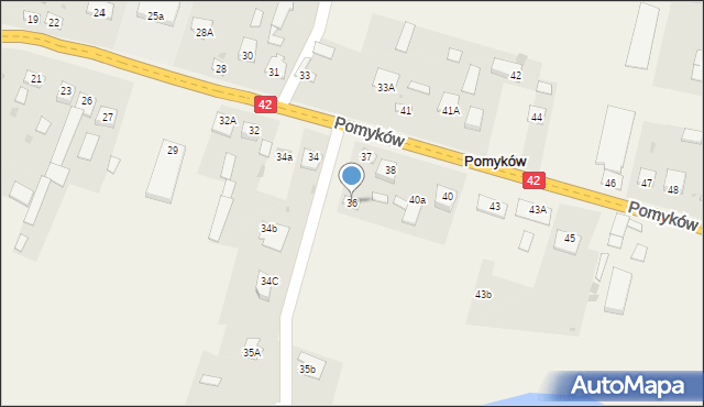 Pomyków, Pomyków, 36, mapa Pomyków