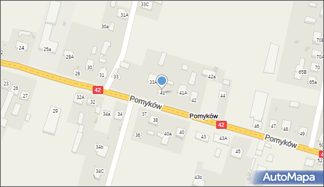 Pomyków, Pomyków, 41, mapa Pomyków