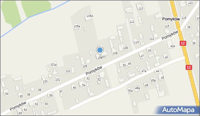 Pomyków, Pomyków, 106, mapa Pomyków