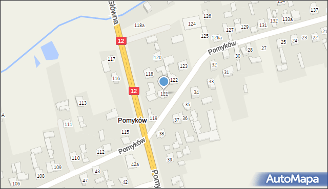 Pomyków, Pomyków, 121, mapa Pomyków