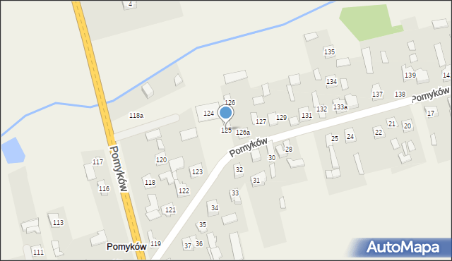 Pomyków, Pomyków, 125, mapa Pomyków