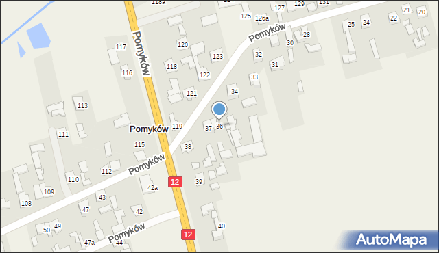 Pomyków, Pomyków, 36, mapa Pomyków