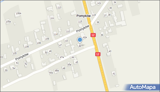 Pomyków, Pomyków, 42, mapa Pomyków