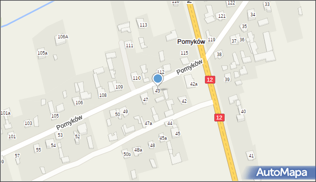 Pomyków, Pomyków, 43, mapa Pomyków