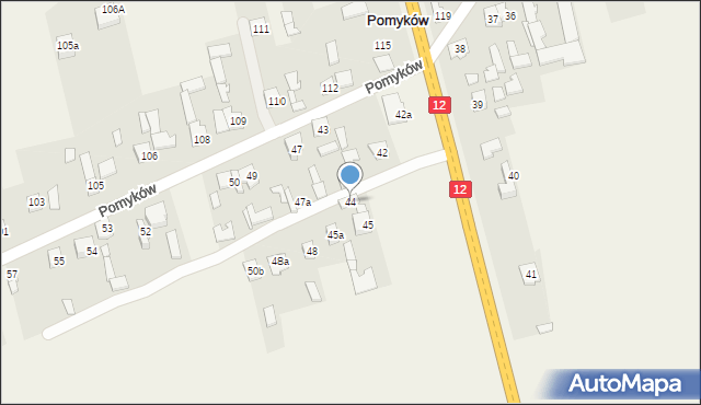 Pomyków, Pomyków, 44, mapa Pomyków