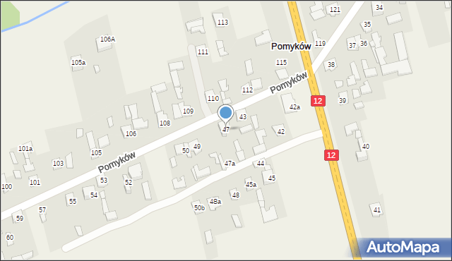 Pomyków, Pomyków, 47, mapa Pomyków