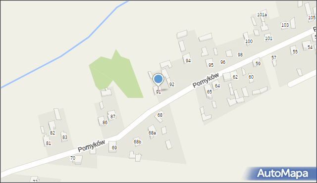 Pomyków, Pomyków, 91, mapa Pomyków