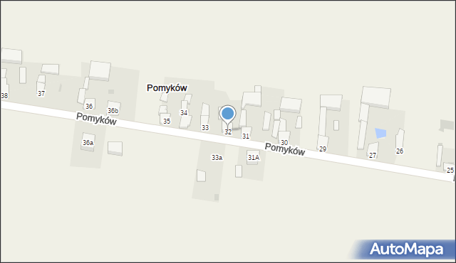 Pomyków, Pomyków, 32, mapa Pomyków