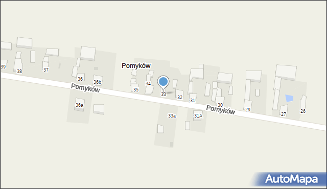 Pomyków, Pomyków, 33, mapa Pomyków