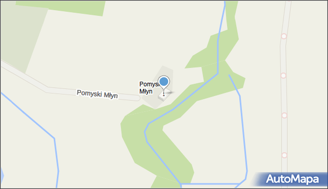 Pomysk Wielki, Pomyski Młyn, 1, mapa Pomysk Wielki