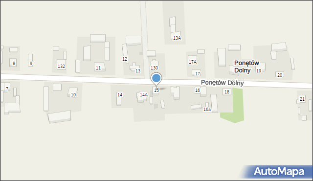 Ponętów Dolny, Ponętów Dolny, 15, mapa Ponętów Dolny