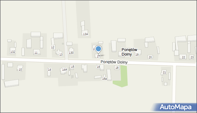 Ponętów Dolny, Ponętów Dolny, 17, mapa Ponętów Dolny