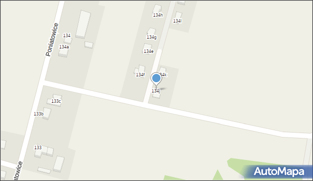 Poniatowice, Poniatowice, 134j, mapa Poniatowice