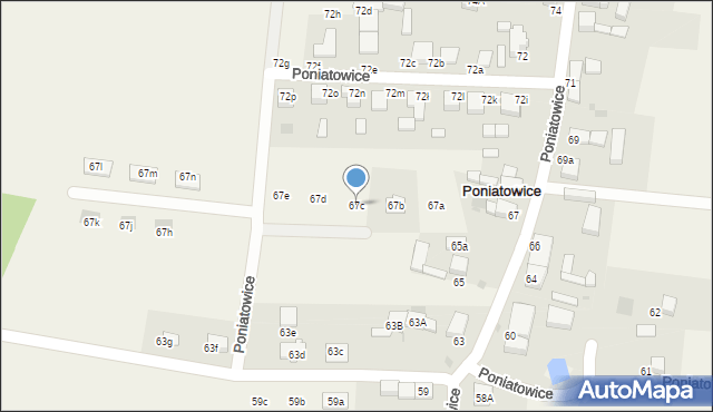 Poniatowice, Poniatowice, 67c, mapa Poniatowice