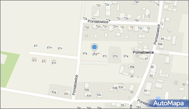 Poniatowice, Poniatowice, 67d, mapa Poniatowice