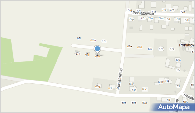 Poniatowice, Poniatowice, 67h, mapa Poniatowice