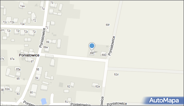 Poniatowice, Poniatowice, 69C, mapa Poniatowice