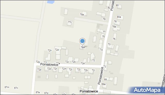 Poniatowice, Poniatowice, 74A, mapa Poniatowice