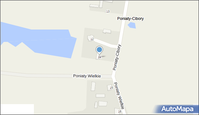 Poniaty-Cibory, Poniaty-Cibory, 14, mapa Poniaty-Cibory