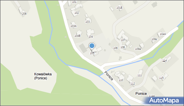 Ponice, Ponice, 105, mapa Ponice