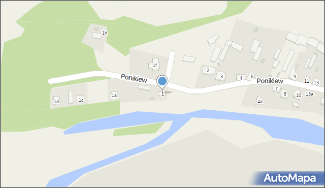 Ponikiew, Ponikiew, 1, mapa Ponikiew