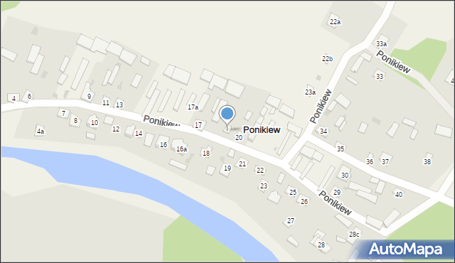 Ponikiew, Ponikiew, 20A, mapa Ponikiew