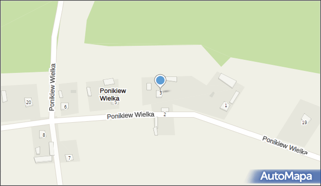 Ponikiew Wielka, Ponikiew Wielka, 3, mapa Ponikiew Wielka